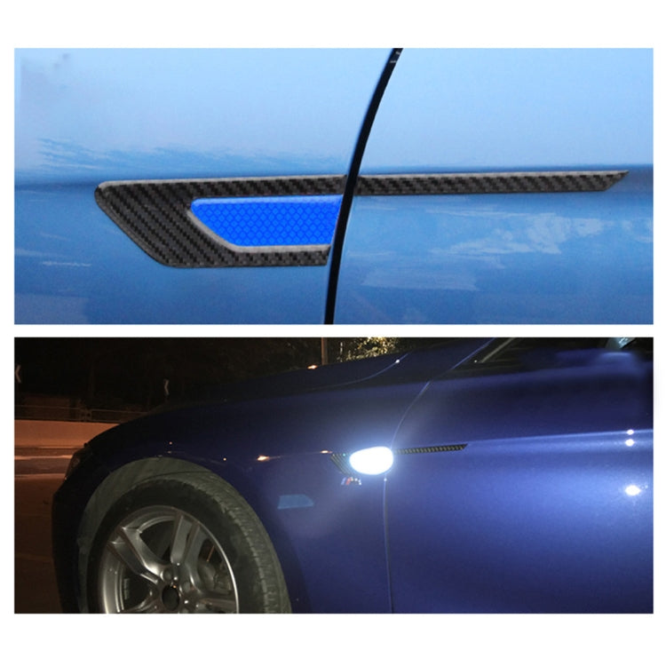 2 PCS Carbon Fiber Car-Styling Fender Reflective Bumper Decorative Strip, Inner Reflection + External Carbon Fiber(Blue) - Decorative Sticker by buy2fix | Online Shopping UK | buy2fix