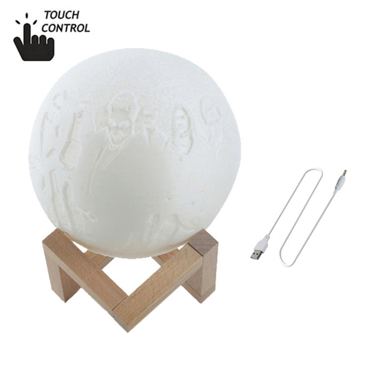 Customized Touch Switch 2-color 3D Print Moon Lamp USB Charging Energy-saving LED Night Light with Wooden Holder Base, Diameter:18cm - Night Lights by buy2fix | Online Shopping UK | buy2fix