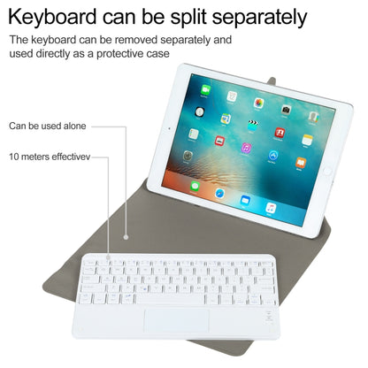 Universal Detachable Bluetooth Keyboard + Leather Tablet Case with Touchpad for iPad 9-10 inch, Specification:White Keyboard(Gold) - Universal by buy2fix | Online Shopping UK | buy2fix