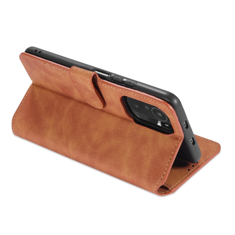 For Xiaomi Redmi K40 DG.MING Retro Oil Side Horizontal Flip Leather Case with Holder & Card Slots & Wallet(Brown) - Xiaomi Cases by DG.MING | Online Shopping UK | buy2fix