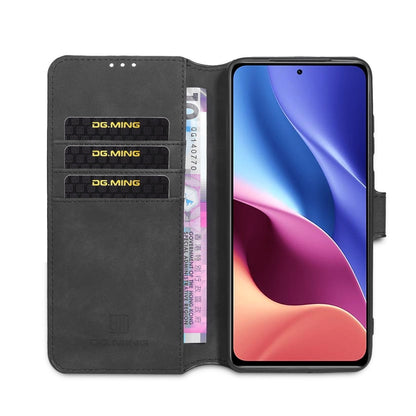 For Xiaomi Redmi K40 DG.MING Retro Oil Side Horizontal Flip Leather Case with Holder & Card Slots & Wallet(Black) - Xiaomi Cases by DG.MING | Online Shopping UK | buy2fix