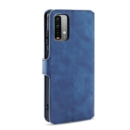 For Xiaomi Redmi Note 9 4G DG.MING Retro Oil Side Horizontal Flip Leather Case with Holder & Card Slots & Wallet(Blue) - Xiaomi Cases by DG.MING | Online Shopping UK | buy2fix