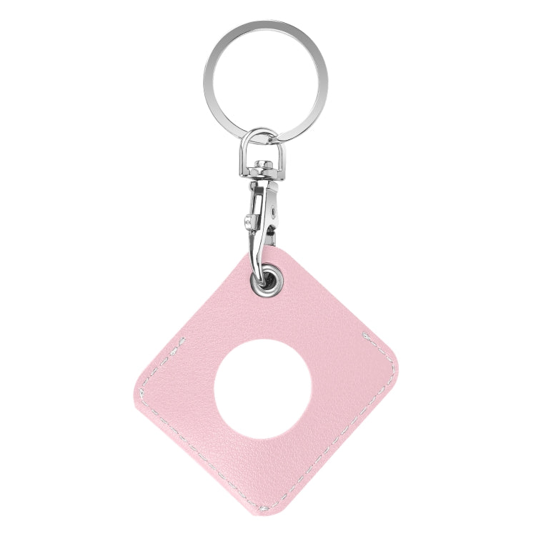 Square PU Leather Case Shockproof Anti-scratch Protective Cover with Keychain Ring Loop For AirTag(Pink) - Key Chain Series by MOMAX | Online Shopping UK | buy2fix