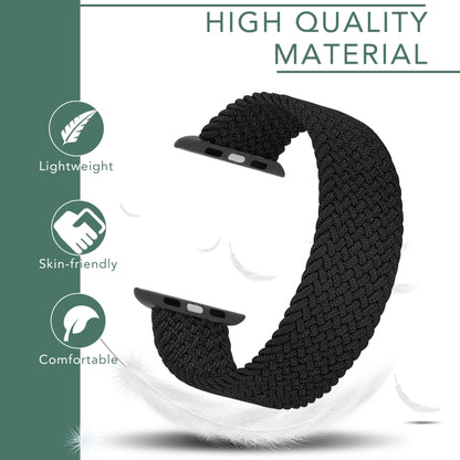 Metal Head Braided Nylon Solid Color Watch Band For Apple Watch Ultra 49mm&Watch Ultra 2 49mm / Series 9&8&7 45mm / SE 3&SE 2&6&SE&5&4 44mm / 3&2&1 42mm, Size:S 145mm(Black) - Watch Bands by buy2fix | Online Shopping UK | buy2fix