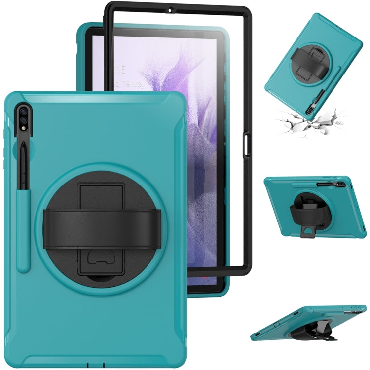 For Samsung Galaxy Tab S7 FE 12.4 inch T730 360 Degree Rotation PC+TPU Protective Cover with Holder & Hand Strap(Light Blue) - Other Galaxy Tab PC by buy2fix | Online Shopping UK | buy2fix