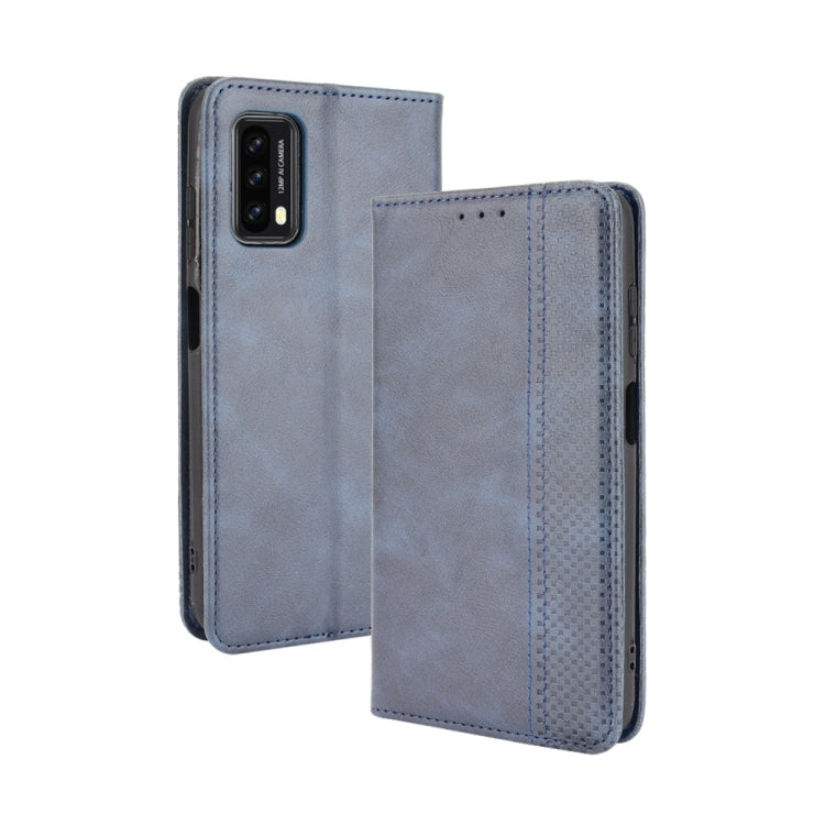 For Blackview A90 Magnetic Buckle Retro Crazy Horse Texture Horizontal Flip Leather Case with Holder & Card Slots & Photo Frame(Blue) - More Brand by buy2fix | Online Shopping UK | buy2fix