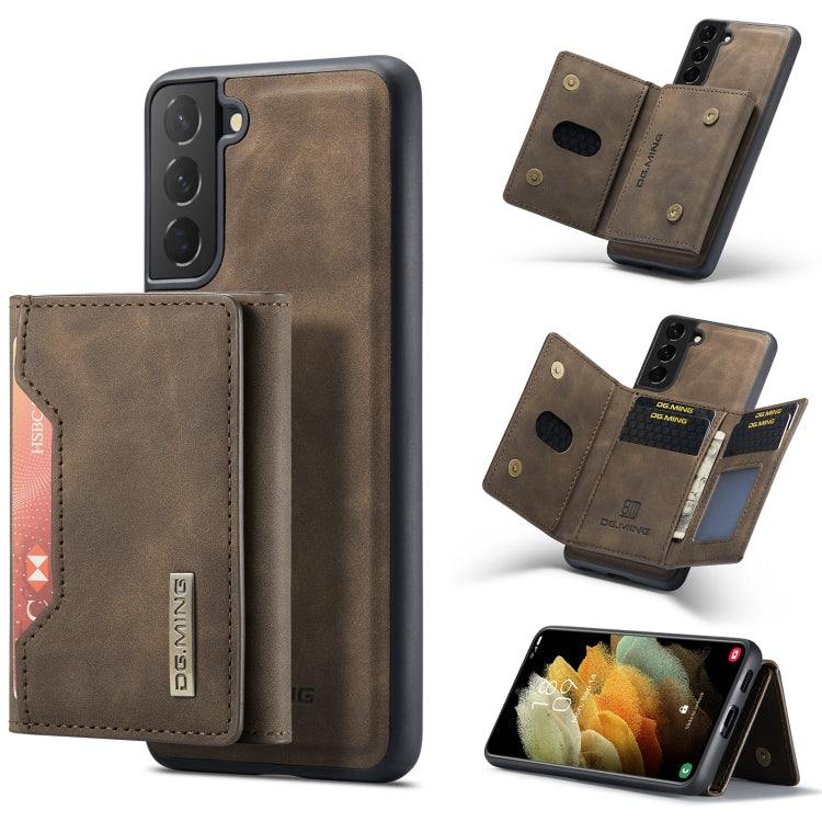 For Samsung Galaxy S21+ DG.MING M2 Series 3-Fold Multi Card Bag Back Cover Shockproof Case with Wallet & Holder Function(Coffee) - Galaxy Phone Cases by DG.MING | Online Shopping UK | buy2fix