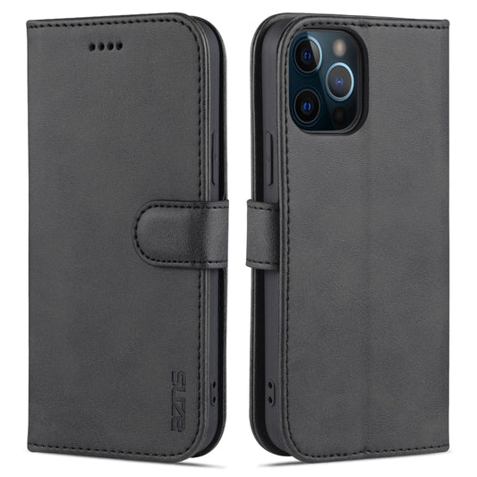 For iPhone 12 Pro Max AZNS Skin Feel Calf Texture Horizontal Flip Leather Case with Card Slots & Holder & Wallet(Black) - iPhone 12 Pro Max Cases by AZNS | Online Shopping UK | buy2fix