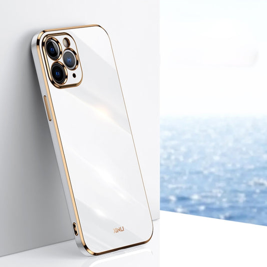 For iPhone 11 Pro Max XINLI Straight 6D Plating Gold Edge TPU Shockproof Case (White) - iPhone 11 Pro Max Cases by XINLI | Online Shopping UK | buy2fix
