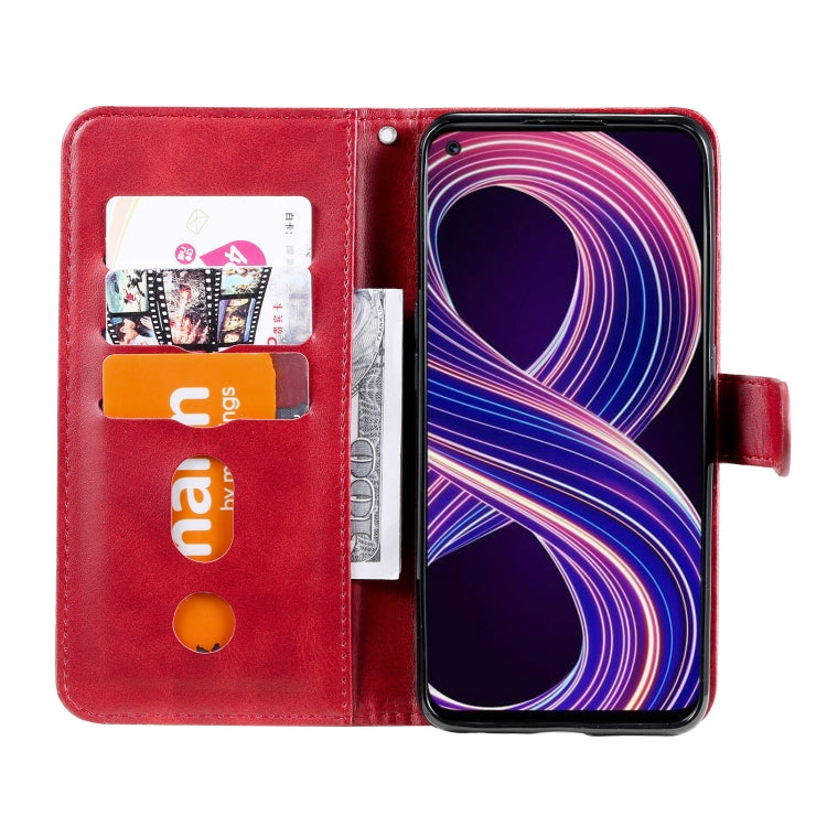 For OPPO Realme 8 5G / Realme V13 5G Fashion Calf Texture Zipper Horizontal Flip Leather Case with Stand & Card Slots & Wallet Function(Red) - Realme Cases by buy2fix | Online Shopping UK | buy2fix