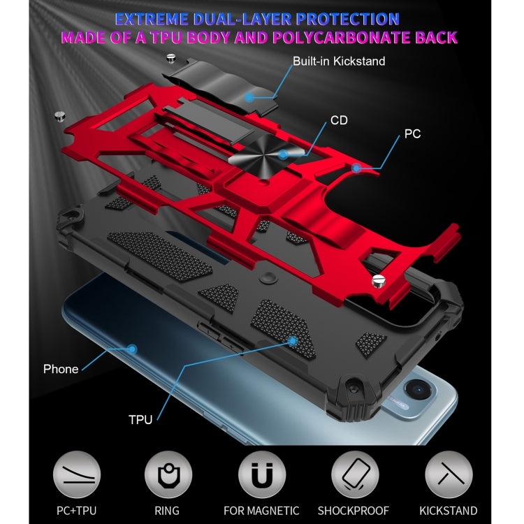 For OPPO A54 4G / A55 5G Shockproof TPU + PC Magnetic Protective Case with Holder(Red) - OPPO Cases by buy2fix | Online Shopping UK | buy2fix