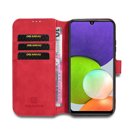 For Samsung Galaxy A22 4G DG.MING Retro Oil Side Horizontal Flip Leather Case with Holder & Card Slots & Wallet(Red) - Galaxy Phone Cases by DG.MING | Online Shopping UK | buy2fix