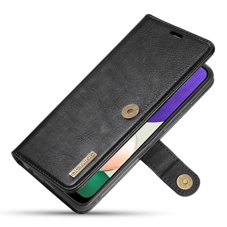 For Samsung Galaxy A22 5G DG.MING Crazy Horse Texture Flip Detachable Magnetic Leather Case with Holder & Card Slots & Wallet(Black) - Galaxy Phone Cases by DG.MING | Online Shopping UK | buy2fix