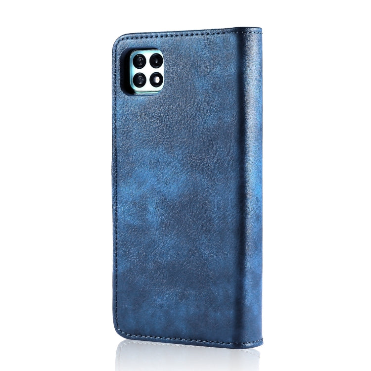 For Samsung Galaxy A22 5G DG.MING Crazy Horse Texture Flip Detachable Magnetic Leather Case with Holder & Card Slots & Wallet(Blue) - Galaxy Phone Cases by DG.MING | Online Shopping UK | buy2fix