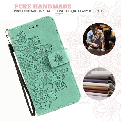 For Google Pixel 6 7-petal Flowers Embossing Pattern Horizontal Flip PU Leather Case with Holder & Card Slots & Wallet & Photo Frame(Green) - Google Cases by buy2fix | Online Shopping UK | buy2fix
