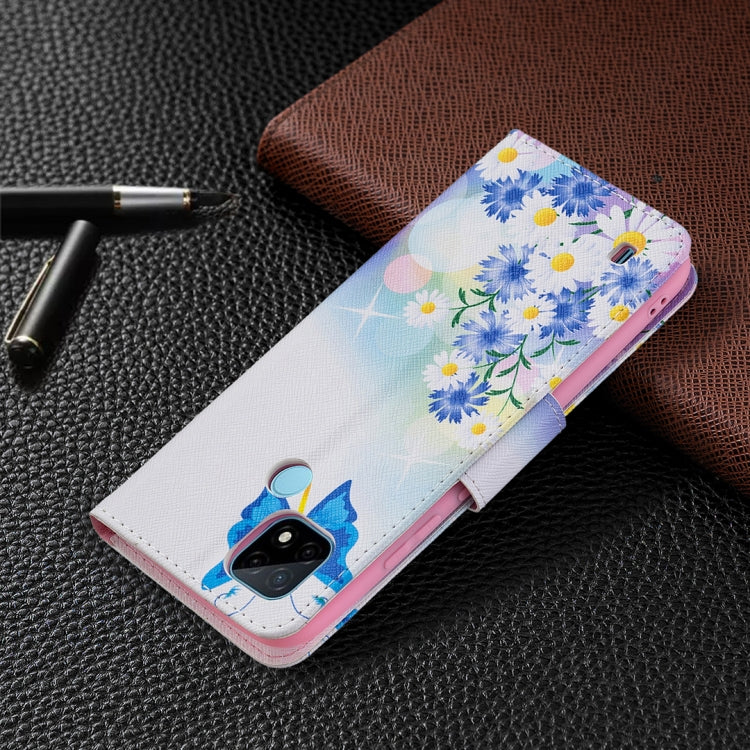 For OPPO Realme C21 / C20 Colored Drawing Pattern Horizontal Flip Leather Case with Holder & Card Slots & Wallet(Butterfly Love) - Realme Cases by buy2fix | Online Shopping UK | buy2fix