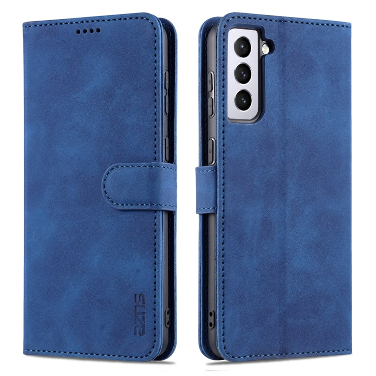 For Samsung Galaxy S21 FE 5G AZNS Skin Feel Calf Texture Horizontal Flip Leather Case with Card Slots & Holder & Wallet(Blue) - Galaxy Phone Cases by AZNS | Online Shopping UK | buy2fix