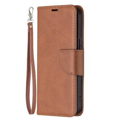 For iPhone 13 Pro Retro Lambskin Texture Pure Color Horizontal Flip PU Leather Case, with Holder & Card Slots & Wallet & Lanyard(Brown) - iPhone 13 Pro Cases by buy2fix | Online Shopping UK | buy2fix