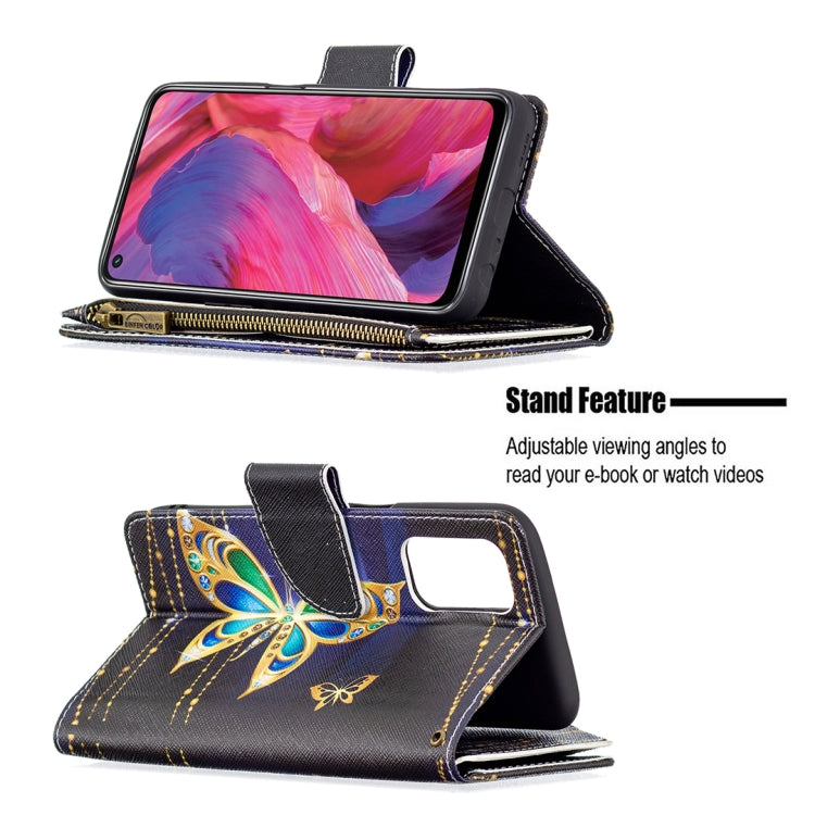 For OPPO A74 5G/A93 5G/A54 5G Colored Drawing Pattern Zipper Horizontal Flip Leather Case with Holder & Card Slots & Wallet(Big Butterfly) - OPPO Cases by buy2fix | Online Shopping UK | buy2fix