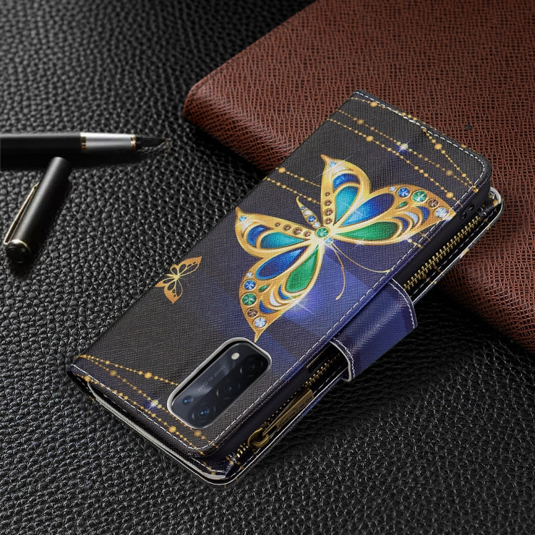 For OPPO A74 5G/A93 5G/A54 5G Colored Drawing Pattern Zipper Horizontal Flip Leather Case with Holder & Card Slots & Wallet(Big Butterfly) - OPPO Cases by buy2fix | Online Shopping UK | buy2fix