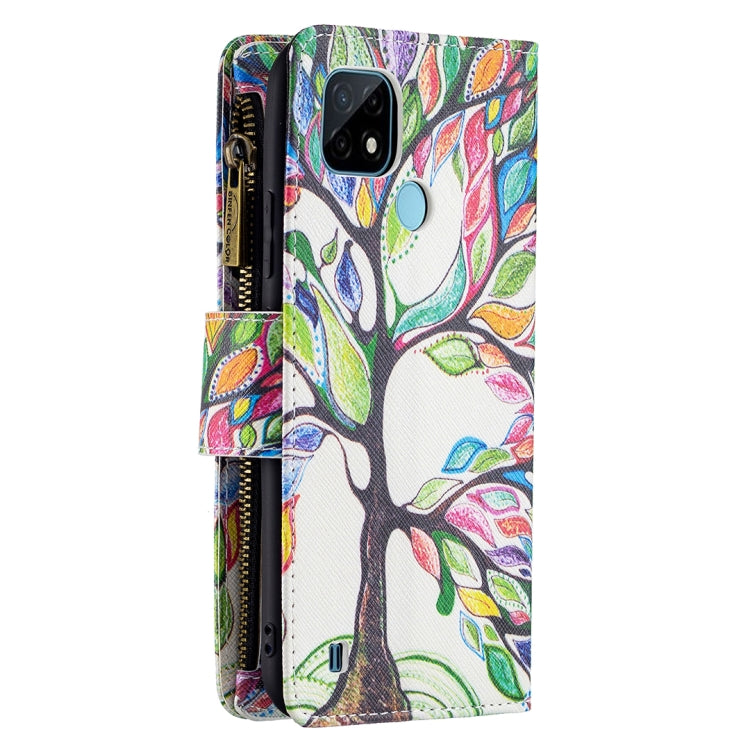 For OPPO Realme C21/C20 Colored Drawing Pattern Zipper Horizontal Flip Leather Case with Holder & Card Slots & Wallet(Big Tree) - Realme Cases by buy2fix | Online Shopping UK | buy2fix