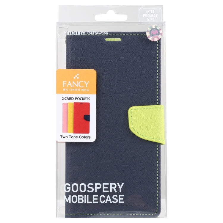 For iPhone 13 Pro Max GOOSPERY FANCY DIARY Cross Pattern Horizontal Flip Leather Case with Holder & Card Slots & Wallet (Navy Blue) - iPhone 13 Pro Max Cases by GOOSPERY | Online Shopping UK | buy2fix