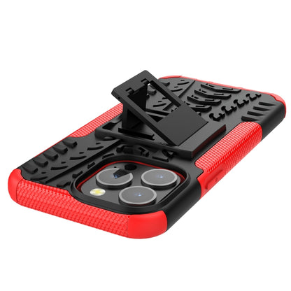 For iPhone 13 mini Tire Texture Shockproof TPU+PC Protective Case with Holder (Red) - iPhone 13 mini Cases by buy2fix | Online Shopping UK | buy2fix