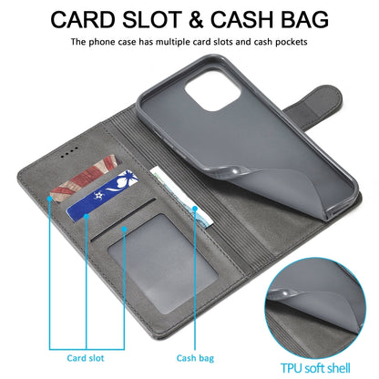 For iPhone 13 LC.IMEEKE Calf Texture Horizontal Flip Leather Case with Holder & Card Slots & Wallet(Grey) - iPhone 13 Cases by LC.IMEEKE | Online Shopping UK | buy2fix