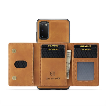 For Samsung Galaxy S20 DG.MING M2 Series 3-Fold Multi Card Bag Back Cover Shockproof Case with Wallet & Holder Function(Brown) - Galaxy Phone Cases by DG.MING | Online Shopping UK | buy2fix