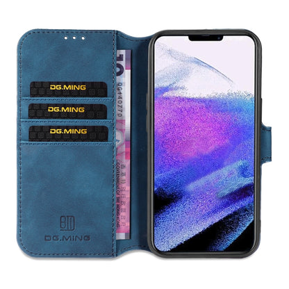 For iPhone 13 Pro Max DG.MING Retro Oil Side Horizontal Flip Leather Case with Holder & Card Slots & Wallet (Blue) - iPhone 13 Pro Max Cases by DG.MING | Online Shopping UK | buy2fix