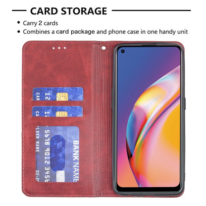 For OPPO A94 4G / Reno 5F / F19 Pro Rhombus Texture Horizontal Flip Magnetic Leather Case with Holder & Card Slots(Red) - OPPO Cases by buy2fix | Online Shopping UK | buy2fix