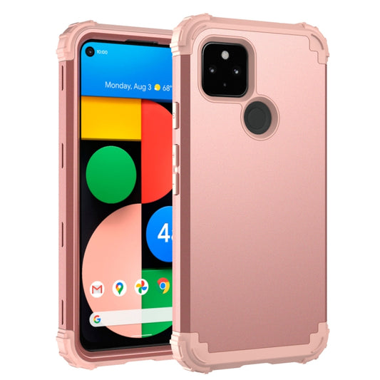 For Google Pixel 4a 5G 3 in 1 Shockproof PC + Silicone Protective Case(Rose Gold) - Google Cases by buy2fix | Online Shopping UK | buy2fix