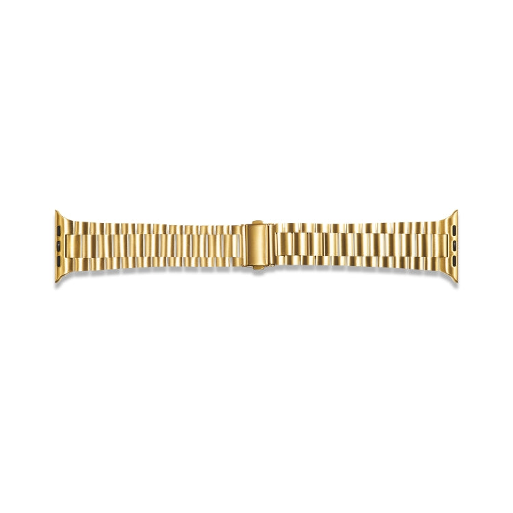 Ultra-thin Three-bead Metal Strap Watch Band For Apple Watch Ultra 49mm&Watch Ultra 2 49mm / Series 9&8&7 45mm / SE 3&SE 2&6&SE&5&4 44mm / 3&2&1 42mm(Gold) - Watch Bands by buy2fix | Online Shopping UK | buy2fix