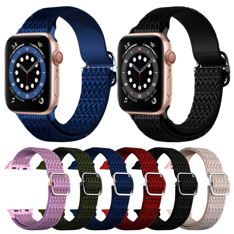 Adjustable Rhombic Texture Elastic Watch Band For Apple Watch Ultra 49mm&Watch Ultra 2 49mm / Series 9&8&7 45mm / SE 3&SE 2&6&SE&5&4 44mm / 3&2&1 42mm(Black) - Watch Bands by buy2fix | Online Shopping UK | buy2fix