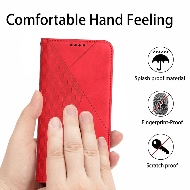 For Motorola Moto G30 / G10 Diamond Pattern Splicing Skin Feel Magnetic Horizontal Flip Leather Case with Card Slots & Holder & Wallet(Red) - Motorola Cases by buy2fix | Online Shopping UK | buy2fix