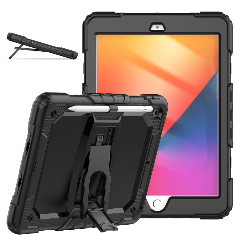 For iPad 10.2 2021 / 2020 / 2019 Shockproof Colorful Silica Gel + PC Protective Case with Holder & Shoulder Strap(Black) - iPad 10.2 Cases by buy2fix | Online Shopping UK | buy2fix