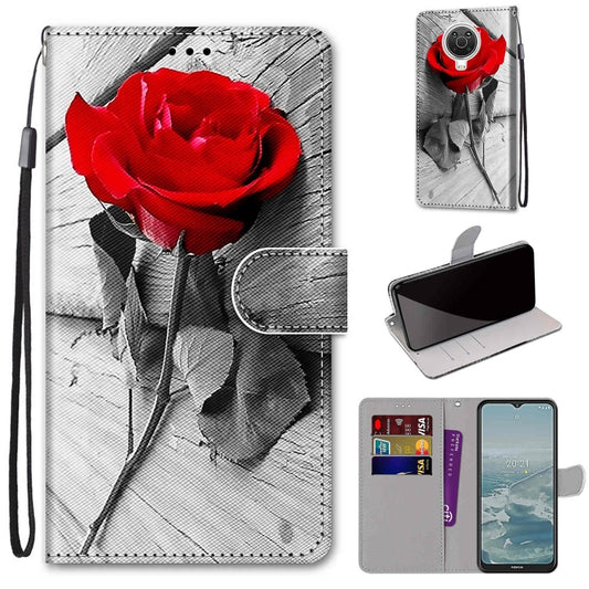 For Nokia G20 / G10 / 6.3 Coloured Drawing Cross Texture Horizontal Flip PU Leather Case with Holder & Card Slots & Wallet & Lanyard(Wood Red Rose) - Nokia Cases by buy2fix | Online Shopping UK | buy2fix