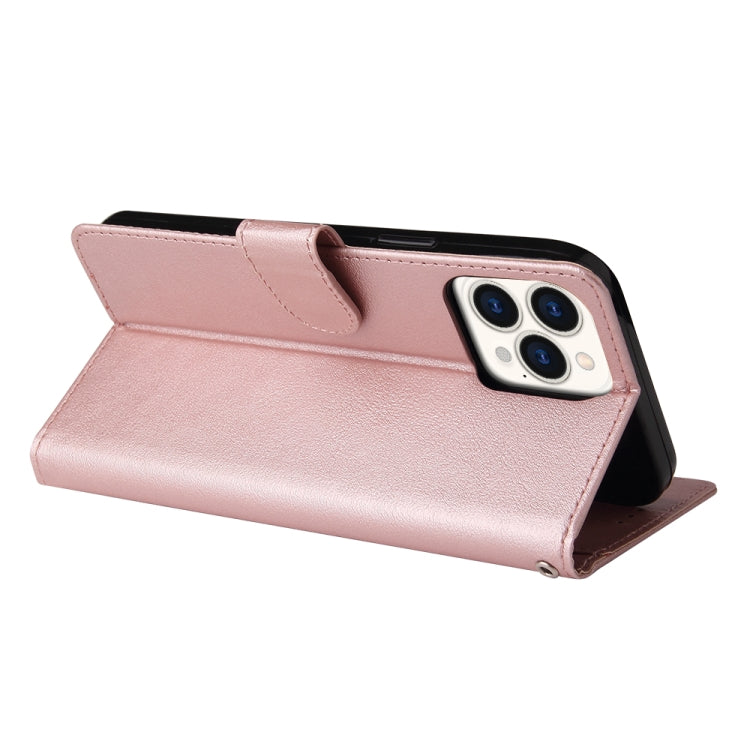 For iPhone 13 Multifunctional Horizontal Flip Leather Case, with Three Card Slot & Holder & Photo Frame & Lanyard(Rose Gold) - iPhone 13 Cases by buy2fix | Online Shopping UK | buy2fix