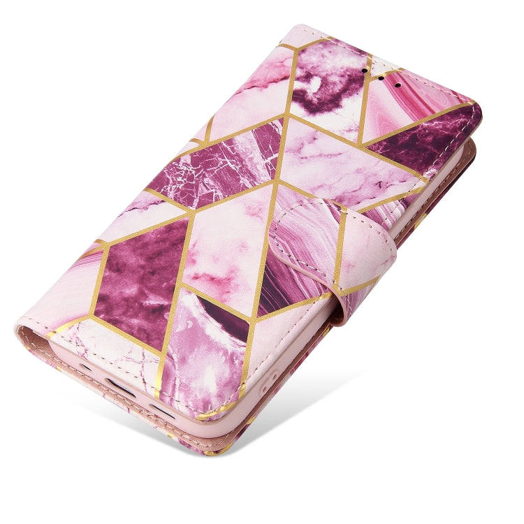 For iPhone 13 Marble Bronzing Stitching Horizontal Flip PU Leather Case with Holder & Card Slots & Wallet & Photo Frame(Purple) - iPhone 13 Cases by buy2fix | Online Shopping UK | buy2fix