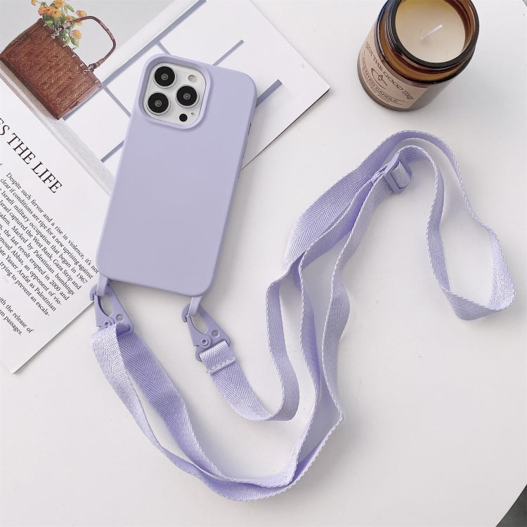 For iPhone 13 Pro Max Elastic Silicone Protective Case with Wide Neck Lanyard (Purple) - iPhone 13 Pro Max Cases by buy2fix | Online Shopping UK | buy2fix