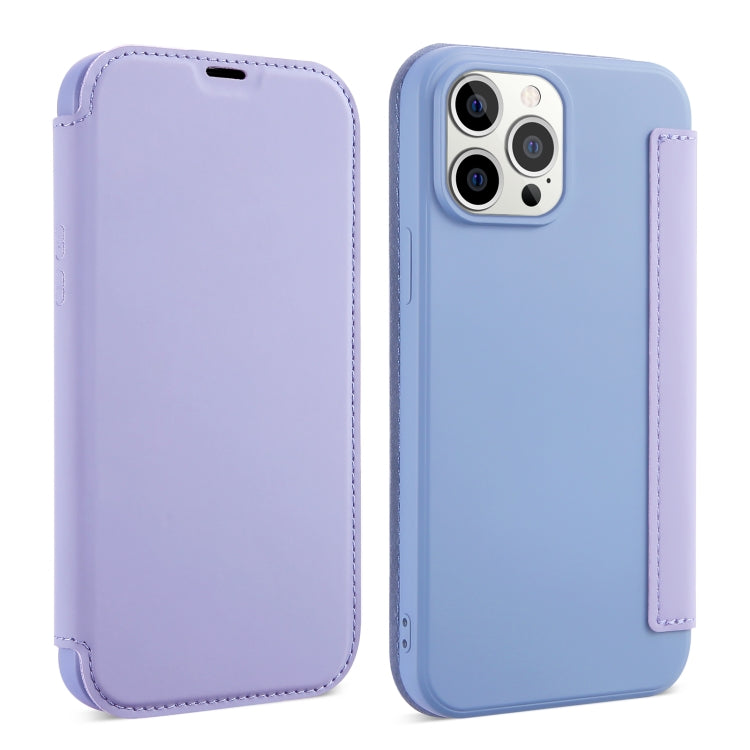 For iPhone 13 Pro Skin Feel Horizontal Flip PU Leather Case with Holder & Card Slot (Taro Purple) - iPhone 13 Pro Cases by buy2fix | Online Shopping UK | buy2fix