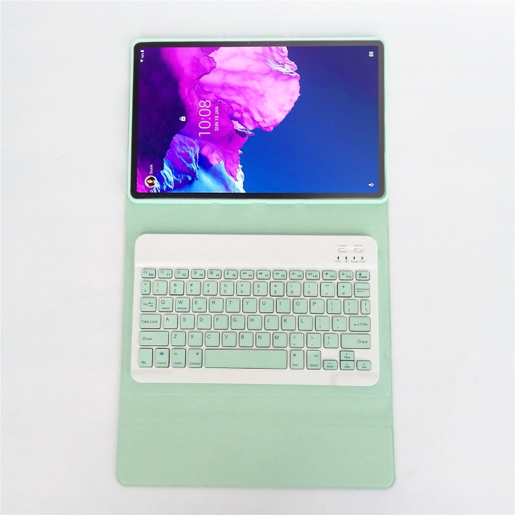 For Lenovo Pad Tab P11 Pro 11.5 inch TB-J706F LX115 Solid Color Detachable Square Keycap Bluetooth Keyboard Leather Tablet Case with Stand(Green) - Lenovo Keyboard by buy2fix | Online Shopping UK | buy2fix