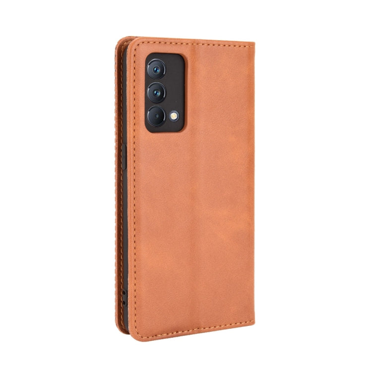 For OPPO Realme GT Master Magnetic Buckle Retro Pattern Horizontal Flip Leather Case with Holder & Card Slot & Wallet(Brown) - Realme Cases by buy2fix | Online Shopping UK | buy2fix
