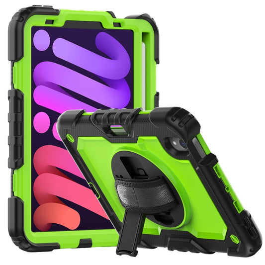 For iPad mini 6 Shockproof Silicone + PC Protective Tablet Case with Holder & Shoulder Strap & Pen Slot(Yellow Green + Black) - iPad mini 6 Cases by buy2fix | Online Shopping UK | buy2fix