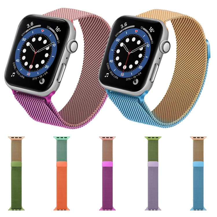 Gradient Color Milan Watch Band For Apple Watch Series 7 45mm/6&SE&5&4 44mm/3&2&1 42mm(Purple Green) - Watch Bands by buy2fix | Online Shopping UK | buy2fix