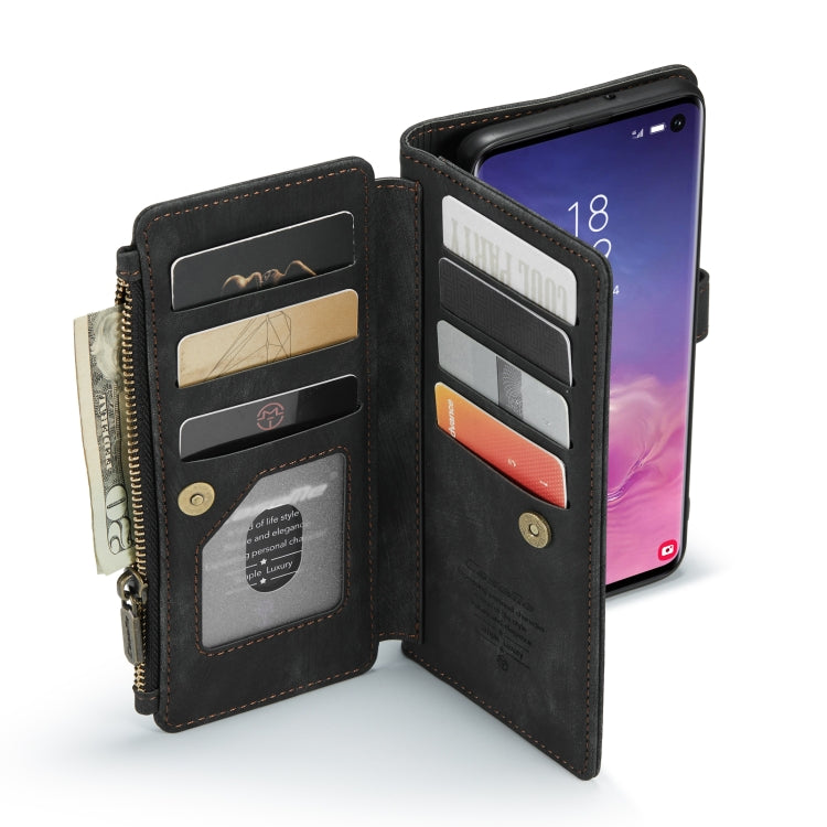 For Samsung Galaxy S10 CaseMe-C30 PU + TPU Multifunctional Horizontal Flip Leather Case with Holder & Card Slot & Wallet & Zipper Pocket(Black) - Galaxy Phone Cases by CaseMe | Online Shopping UK | buy2fix