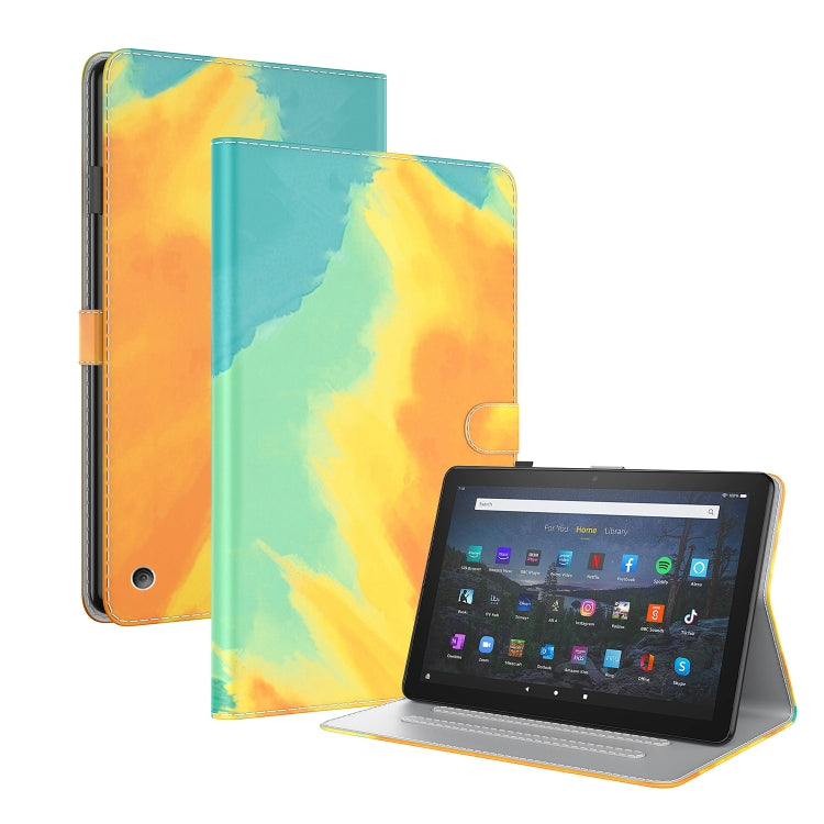 For Amazon Fire HD 8 2020 Watercolor Pattern Skin Feel Magnetic Horizontal Flip PU Leather Case with Holder & Card Slots & Photo Frame & Sleep / Wake-up Function(Autumn Leaves) - Amazon by buy2fix | Online Shopping UK | buy2fix