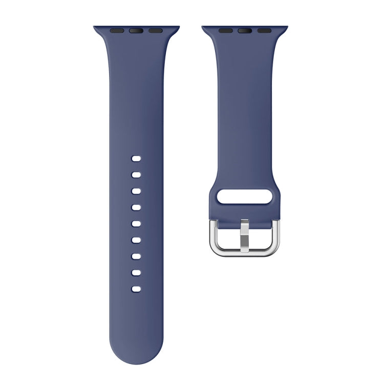 Single-color Silicone Buckle Strap Watch Band For Apple Watch Series 9&8&7 41mm / SE 3&SE 2&6&SE&5&4 40mm / 3&2&1 38mm(Navy Blue) - Watch Bands by buy2fix | Online Shopping UK | buy2fix