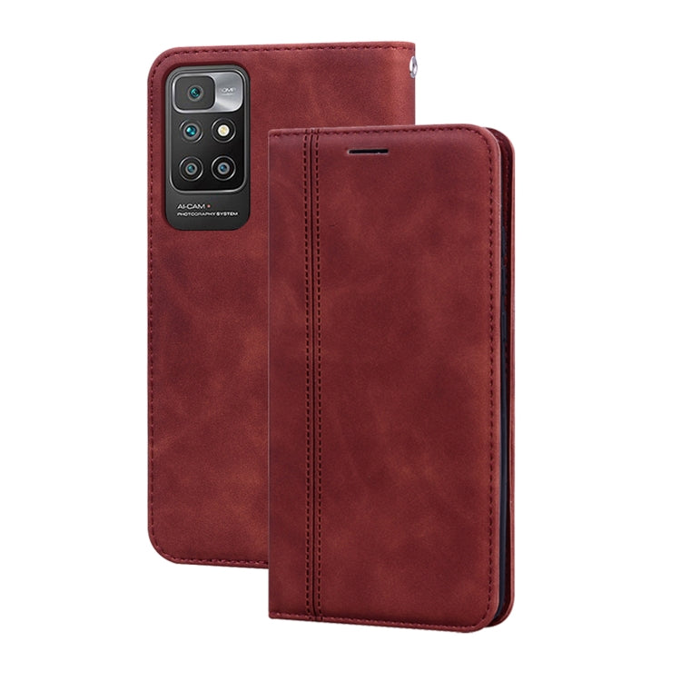 For Xiaomi Redmi 10 Frosted Business Magnetic Horizontal Flip PU Leather Case with Holder & Card Slot & Lanyard(Brown) - Xiaomi Cases by buy2fix | Online Shopping UK | buy2fix