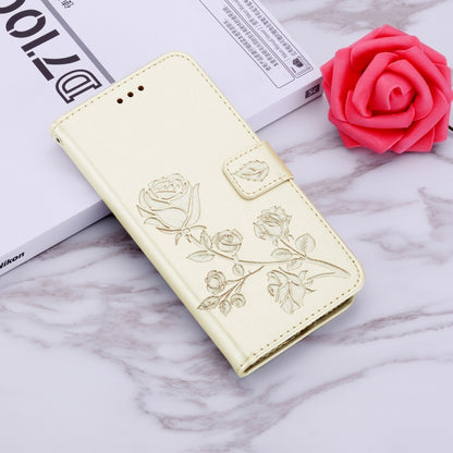 For iPhone 13 Pro Max Rose Embossed Horizontal Flip PU Leather Case with Holder & Card Slots & Wallet (Gold) - iPhone 13 Pro Max Cases by buy2fix | Online Shopping UK | buy2fix